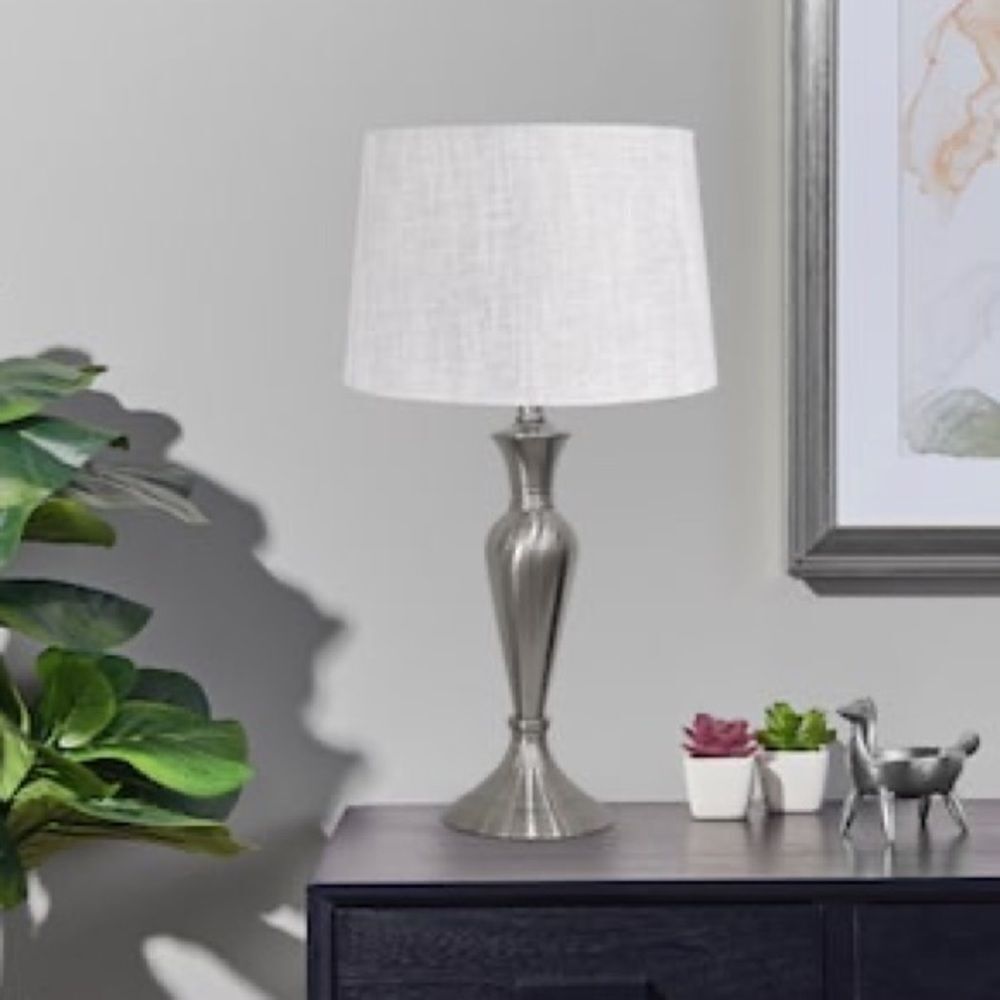 allen + roth 18.5-in Brushed Steel Plug-in Metal Lamp Base new